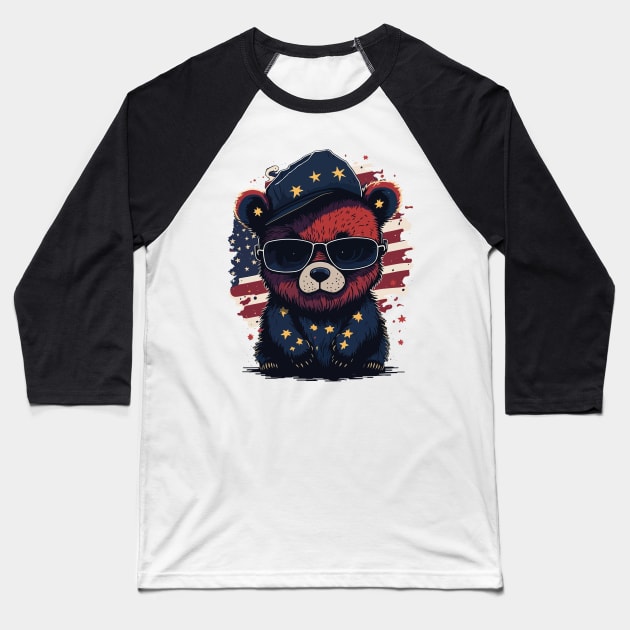 Patrioic Bear Baseball T-Shirt by By_Russso